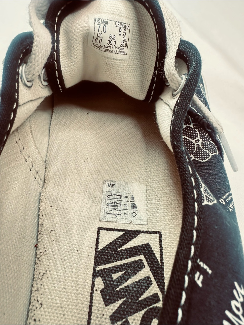 Vans Graphic Print Sneakers | Y2K Indie Skater Doodle Floral Shoes Sz 7 - Picture 9 of 9